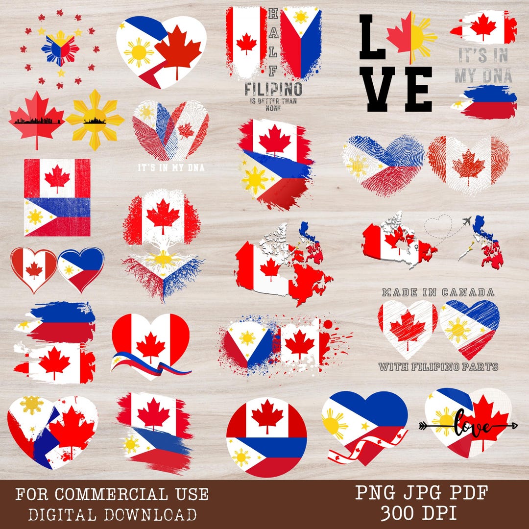 Philippines Canada Flags Png Logo Pintables, Filipino Canada PNG Shirt ...