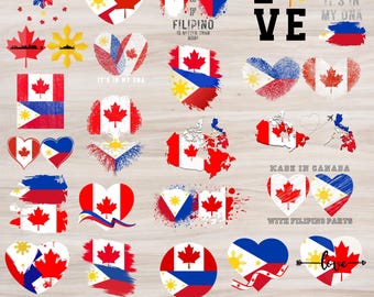 Paquete PNG de banderas de Filipinas y Canadá: Arte de hoja de arce de Filipinas (descarga digital)