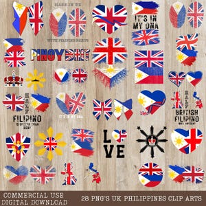 Mapa de la bandera de Filipinas (PPT), diseños de camisetas de Filipinas (Reino Unido), clipart de la bandera de Gran Bretaña (Pinoy), regalo para filipinos británicos (PPT)