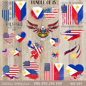 Engraçado EUA Filipinas Camisa SVG Imprimível Bandeira Filipino Americana Mapa Clip Arts Engraçado Filipino Camiseta Filipinas Clip Art Desenhos de Camisa PNG