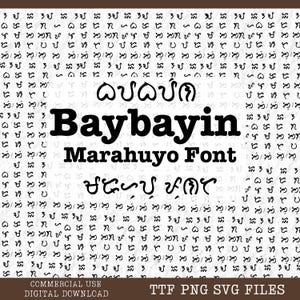 Philippine Baybayin Font Svg TTF, Alibata Font Png, Pré-colonial Filipino Script Writing Digital Download