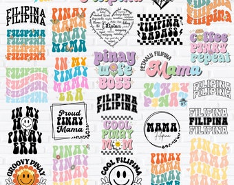 Filipina Mama SVG Clipart: Retro Groovy Mom Designs (Digital Download)