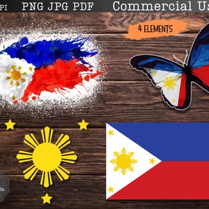 Philippines Flag Clipart: Sun and Stars PNG, JPG, PDF (Digital Download)
