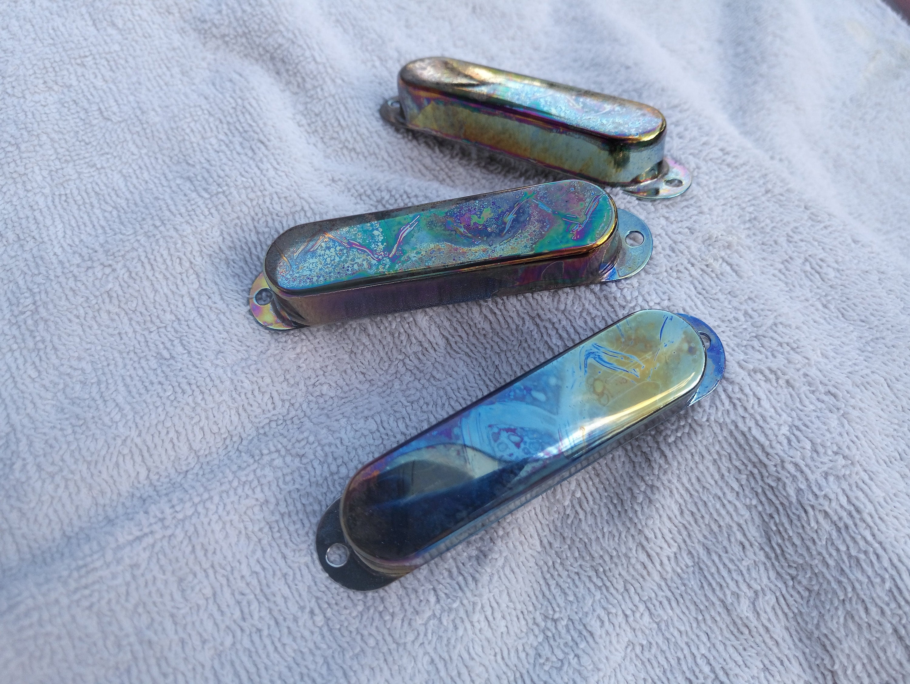 New Design Custom Made Burnt Chrome Pickup Covers Single Coil Fender