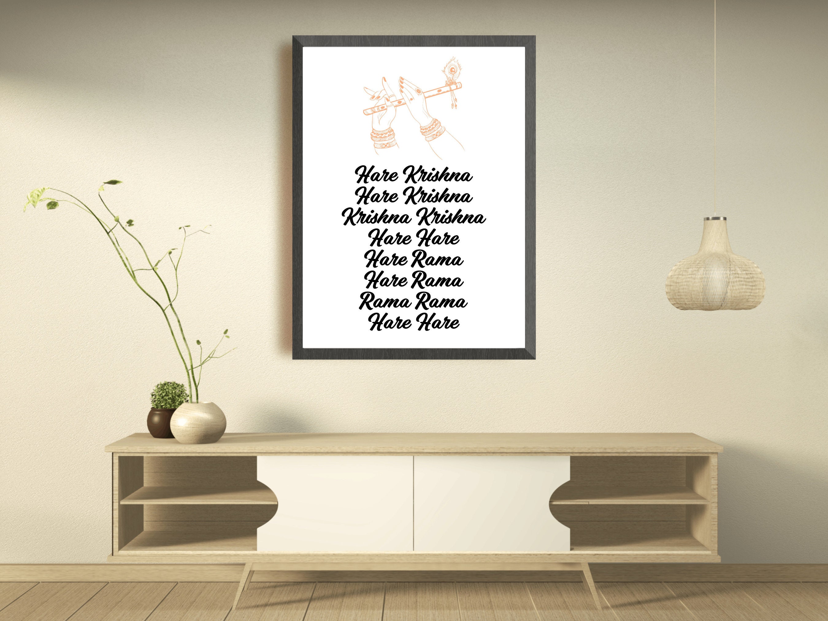 Hare Krishna Mantra Mandala Krishna Wall Art Krishna Print -  Israel