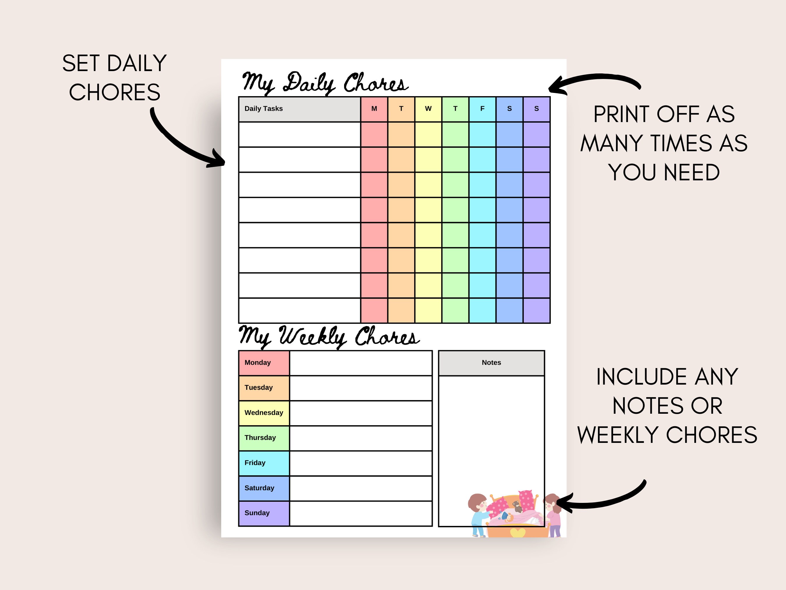 Kids Chores Chart Printable Printable Kids Chores Chart &amp; Colouring ...