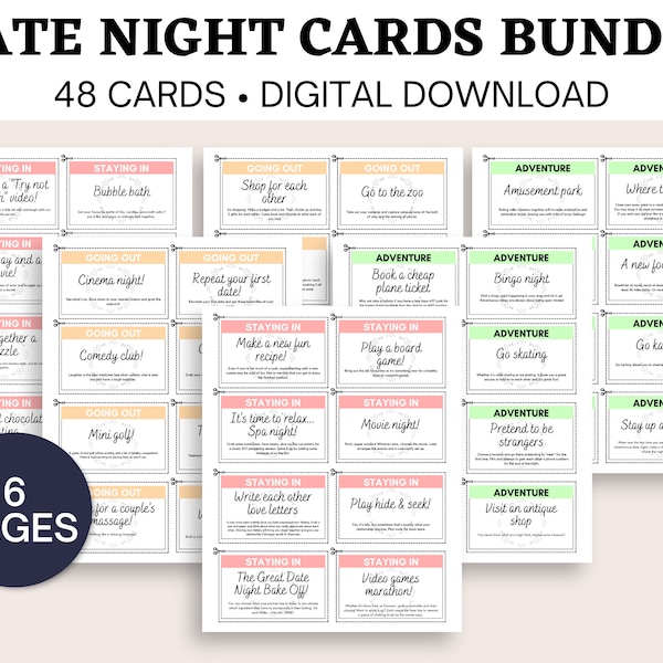 Date Night Idea Cards | Date Night Cards Bundle | Instant Digital Download