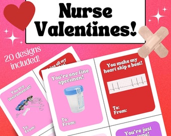 Funny Nurse Valentines, Nurse Valentines, Medical Valentines, Nurse Humor, Medical Humor, Charge Nurse, PA, NP, 20 Printable Cards Included
