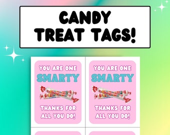 Rainbow Candy Treat Tags, Candy Treat Tags, Printable Treat Tags, Gift Tags, Thank You Tag, Employee Appreciation, Teacher Appreciation Week