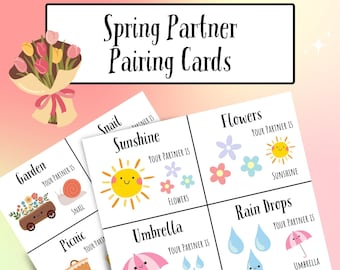 Spring Themed Partner Pairing Cards, Matching Cards, Spring Season, Group Matching, Partner Pairing, Classroom Management Tool, Printable