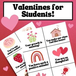 San Valentino per studenti, Cartoline di San Valentino stampabili, Festa di San Valentino, Festa dell'amicizia, 24 carte, PDF
