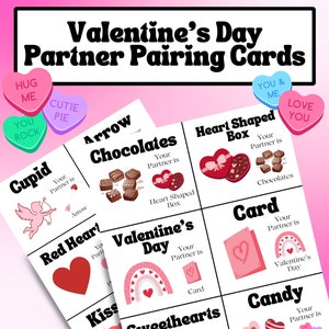 Cartes de jumelage de partenaires pour la Saint-Valentin, Jumelage de partenaires, Jumelage de groupe, Thème de la Saint-Valentin, Ressources pour la classe, Outil pédagogique, Imprimable