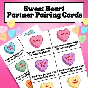 Cartes d’appariement de partenaires de conversation Heart, cartes assorties de bonbons Sweet Heart, cartes assorties de partenaires et de groupes, cartes de la Saint-Valentin 36