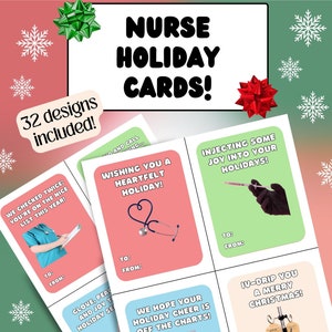 Cartes de vœux drôles d'infirmière, cartes de Noël d'infirmière, humour médical, humour d'infirmière, infirmière responsable, PA, NP, 32 cartes imprimables incluses