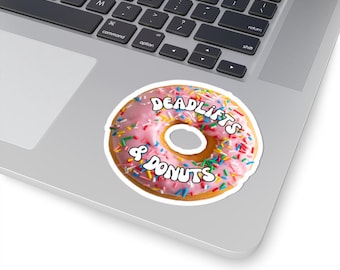 Kreuzheben & Donuts Fitnessstudio Aufkleber, CrossFit Aufkleber, Fitness Aufkleber, Workout-Aufkleber, Gym Girl, Gym Angebot, Workout-Abziehbilder, Gym Wasserflasche