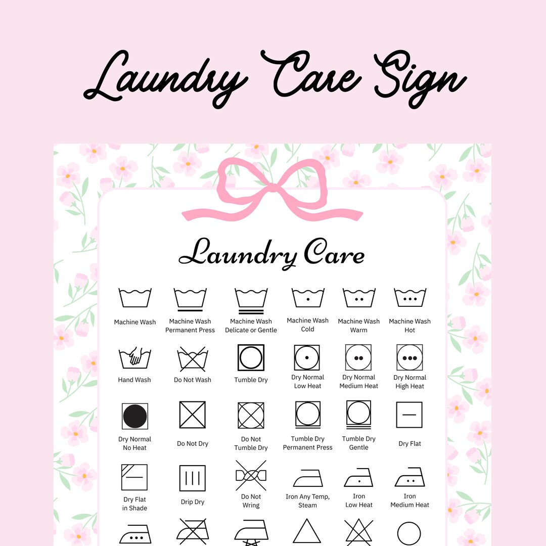 Laundry Print, Laundry Room Symbols, Laundry Printable Art, Care Label ...