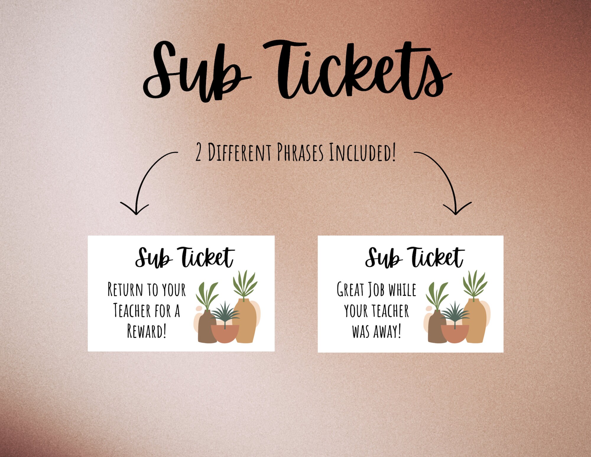 Sub Tickets, Boho, Neutral, Plant Themed, Classroom Management ...