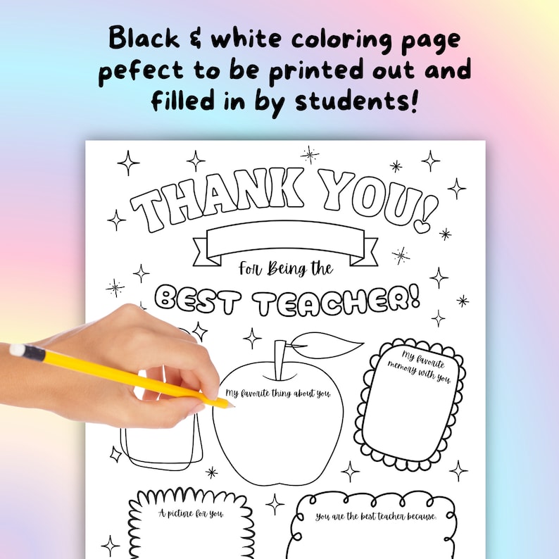Teacher Appreciation Coloring Page, Teacher Appreciation Gift, Teacher