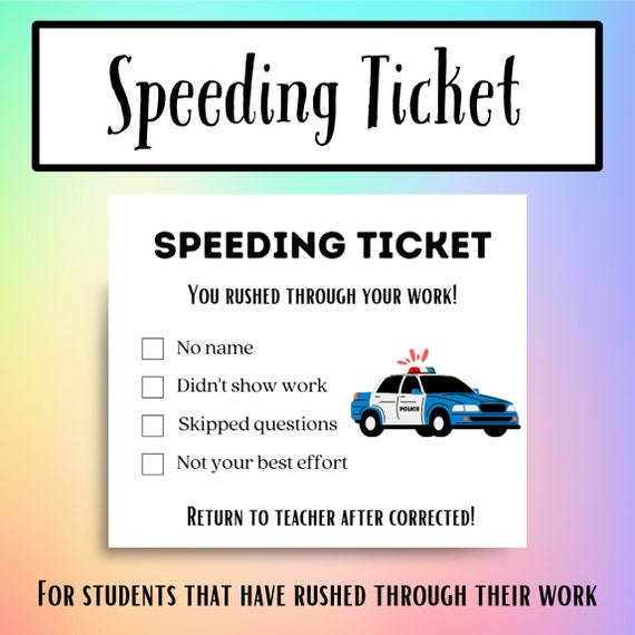 Speeding Ticket, Classroom Management Tool, Back to School Supplies for  Teachers, Behavior Management, Elementary School, New Teacher 