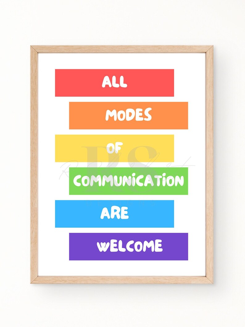 Communication Welcome All Are Welcome Print, Speech Therapy Print, Rainbow Design for Speech ...