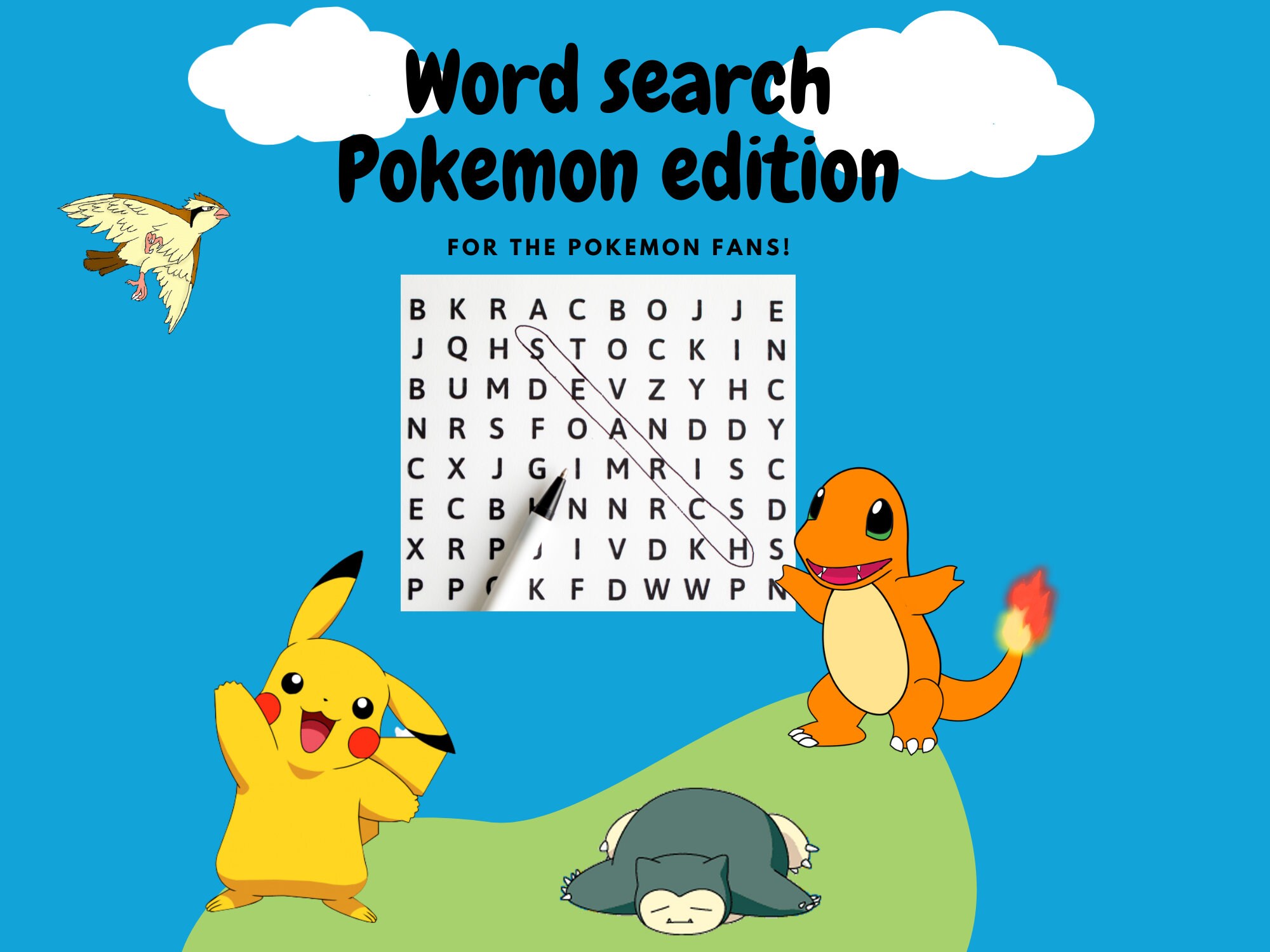 Word Search with Psyduck!  Pokemon craft, Pokemon party, Pokemon party  games