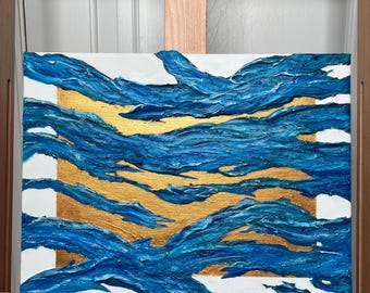 Golden Abstract Textured Waves