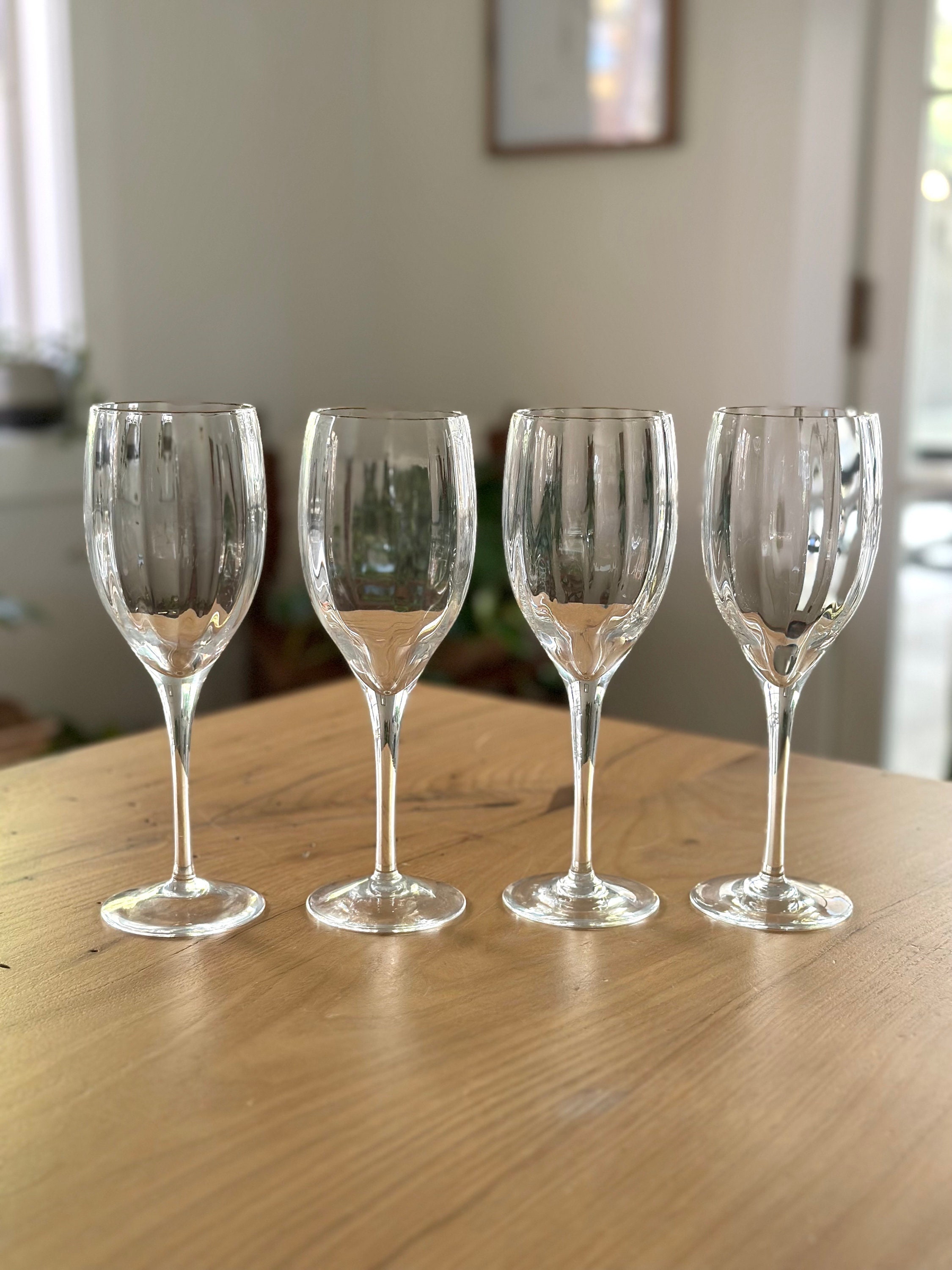 Art Deco Cocktail Glasses - Lowball Ribbed Wave Glasses (Set of 4)