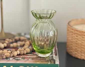 Vintage Green Glass Bud Vase