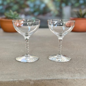 Vintage Twist Stem Coupe Glasses Crystal Coupe Glass Champagne Glass Cocktail Glass