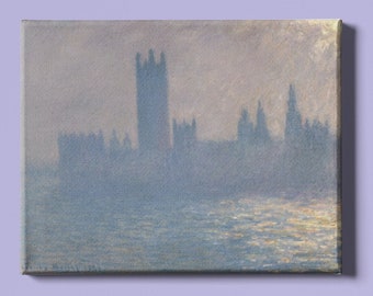 Houses of Parliament, Sunlight Effect (Le Parlement effet de soleil)--Claude Monet Abstract Impressionism Modern Art Canvas Wall Art 300+dpi