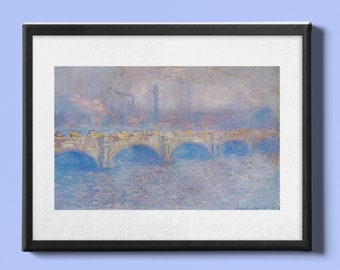 Waterloo Bridge, Sunlight Effect--Claude Monet Abstract Impressionism Modern Art Framed Giclée Matte Paper Poster 300+dpi Wall Art