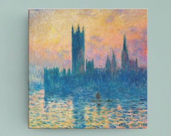 The Houses of Parliament, Sunset--Claude Monet Impressionism Abstract Modern Art Canvas Interior Design Home Decor Wall Art 300+dpi