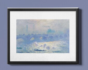 Waterloo Bridge--Claude Monet Abstract Impressionism Modern Art Framed Giclée Matte Paper Poster Interior Design Home Decor Wall Art 300+dpi