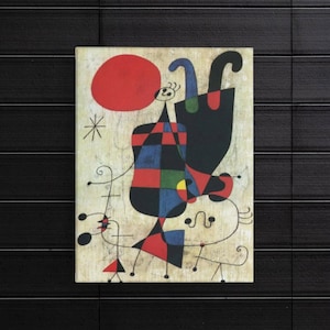 Figures and Dog in Front of the Sun--Joan Miró Abstract Surrealism Modern Art Giclée Fine Art Canvas Interior Design Wall Art 300+dpi