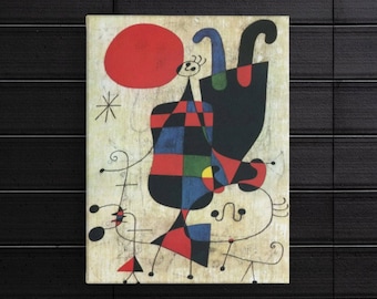 Figures and Dog in Front of the Sun--Joan Miró Abstract Surrealism Modern Art Giclée Fine Art Canvas Interior Design Wall Art 300+dpi