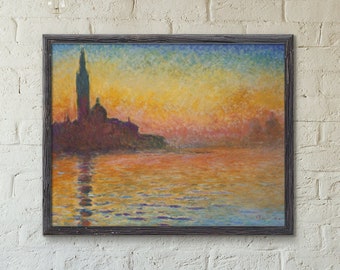 原画#3603 サンジョルジョマッジョーレ　雨　ベネチア　水彩画　風景画　アート サンジョルジョマッジョーレ、ヴェネツィア、1908年