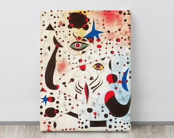 Ciphers and Constellations in Love with a Woman--Joan Miro Abstract Modern Art Canvas Interior Design Wall Art Home Decor 300+dpi