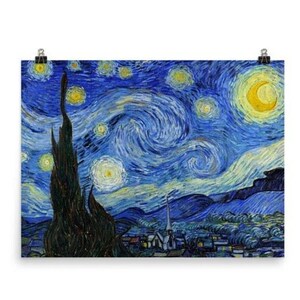 Sternennacht--Vincent Van Gogh Abstrakter Expressionismus Moderne Kunst Giclée Matt Papier Poster Interior Design Wohnkultur Wandkunst 300+dpi