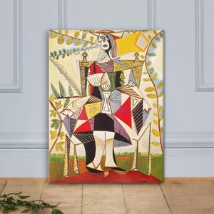 Seated Woman in a Garden--Pablo Picasso Cubism Abstract Modern Art Canvas Interior Design Home Decor Wall Art 300+dpi
