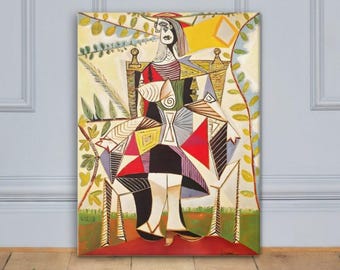 パブロ・ピカソ「座る女性」28 x 39インチ 美術館品質の手描き油絵複製