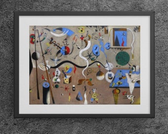 The Harlequin's Carnival--Joan Miró Abstract Surrealism Modern Art Framed Giclée Quality Matte Paper Poster Interior Design Wall Art 300+dpi