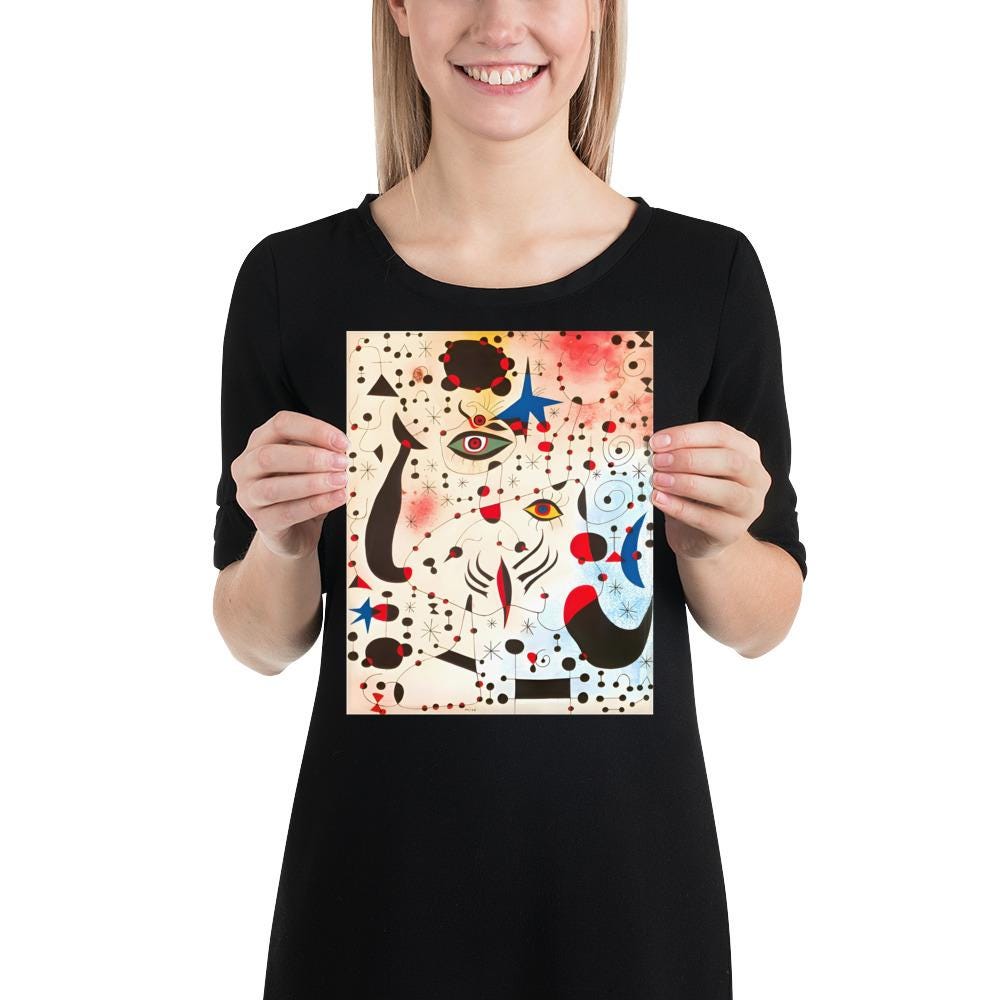 Ciphers and Constellations in Love with a Woman-Joan Miro Abstract Modern Art Giclée Matte Paper Poster Interior Design Wall Art 300+dpi