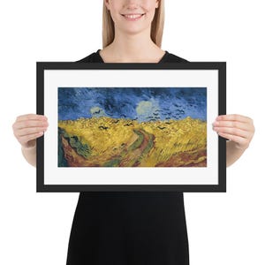 Champ de blé avec corbeaux - expressionnisme abstrait de Vincent Van Gogh, art moderne abstrait encadré 12 x 18 po., affiche en papier giclée, art mural, 300 + ppp