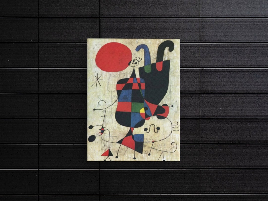 Figuras y perro frente al sol Joan Miró Surrealismo abstracto Arte