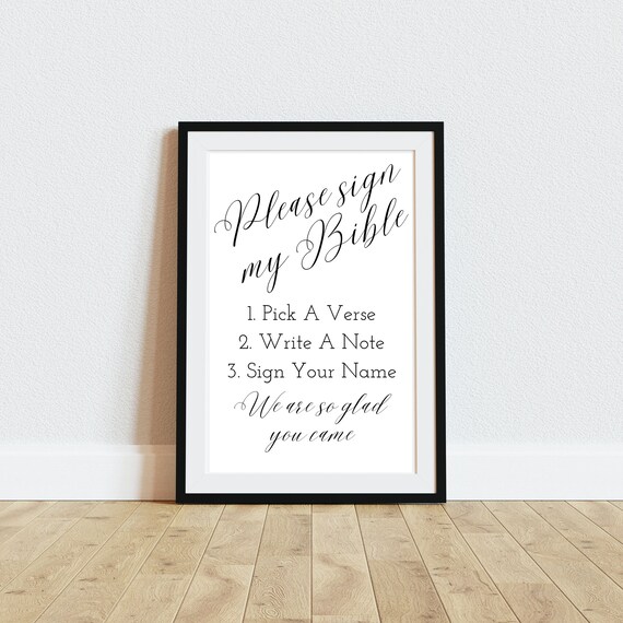 Please Sign My Bible Guest Book Sign Christening Baptism - Etsy