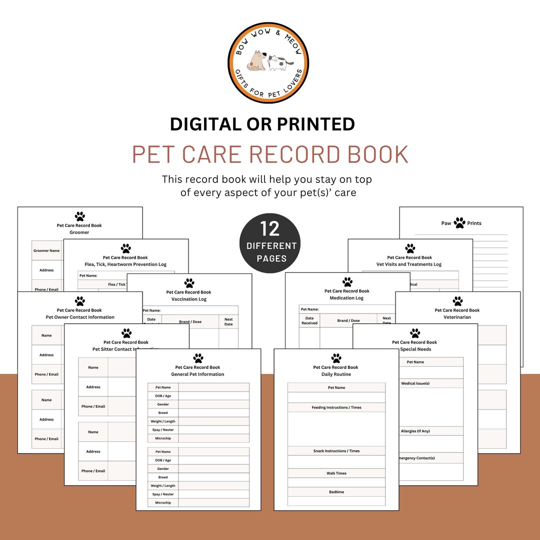 Animal Carebook Example.pdf Editable Pet Care Record Book: Health, Vaccination & Vet Visits ...