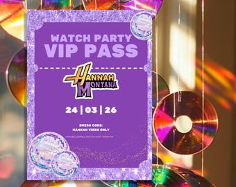 Hannah Montana Birthday Invitation Template | Pop Star Party Invite | Editable Kids Party Invitation | Rockstar Theme | Instant Download