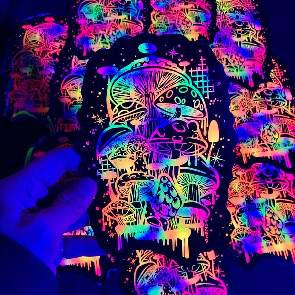 Sticker lueur champignon champignon disco réactif UV/lumière noire
