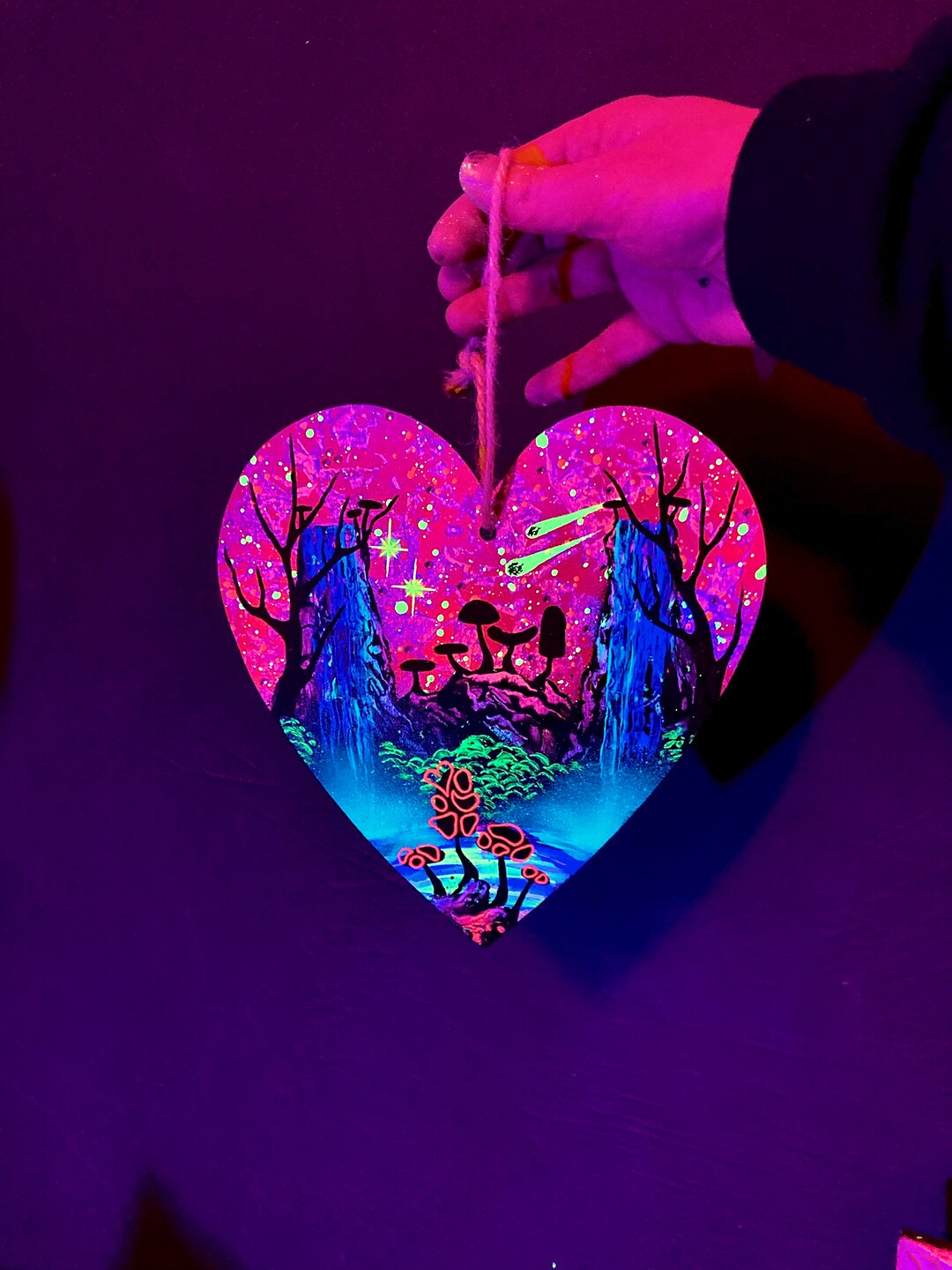 Blacklight UV Reactive Love Heart Landscape Valentines Gift - Etsy