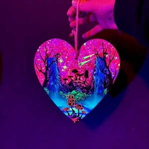Blacklight UV reactive love heart landscape valentines gift